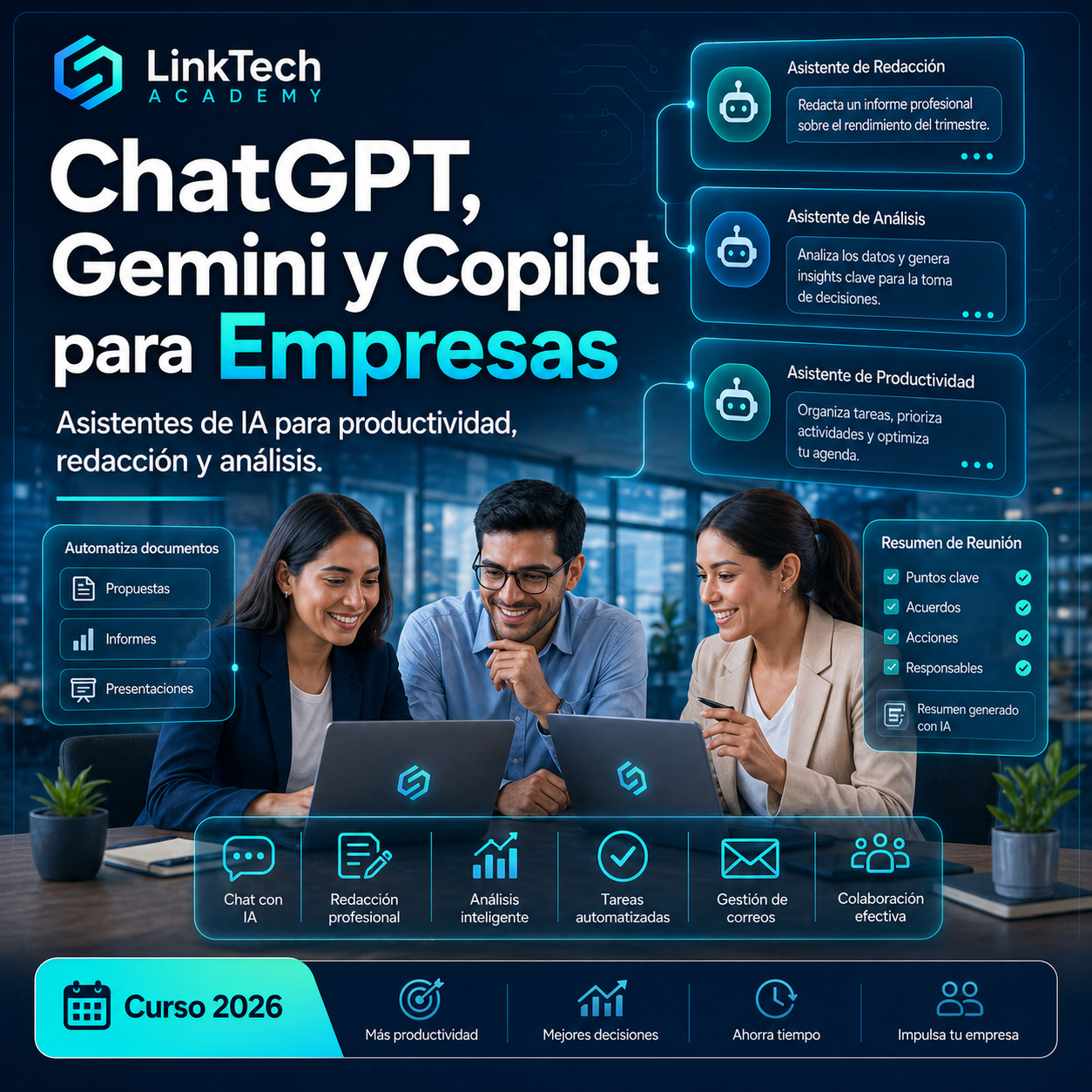 ChatGPT, Gemini y Copilot para empresas